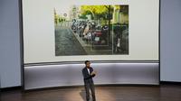 Le patron de Google, Sundar Pichai, lors d'une présentation à San Francisco, le 4 octobre 2017 [Elijah Nouvelage / AFP]
