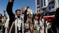 Manifestation à Sanaa, le 13 novembre 2017 appelant à la levée du blocus imposé par la coalition arabe [MOHAMMED HUWAIS / AFP]