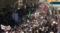 Capture d'écran d'une chaîne de télévision iranienne montrant un rassemblement de soutien au régime, le 3 janvier 2018 dans la ville d'Ahvaz. [HO / IRINN/AFP]