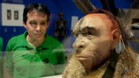 Un visiteur regarde une reconstitution scientifique du visage d'un homme de Néandertal, au Musée de l'évolution humaine de Burgos le 10 juin 2014 [CESAR MANSO / AFP/Archives]