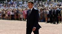 Le président Emmanuel Macron, lors des cérémonies de commémoration du 18 juin 1940, au Mont Valérien de Suresnes, le 18 juin 2017 [bertrand GUAY / POOL/AFP/Archives]