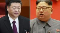 Le président chinois Xi Jinping, à Pékin, le 20 mars 2018 et, le dirigeant nord-coréen Kim Jong Un, à Pyeongchang, le 23 décembre 2017.  [ / AFP]