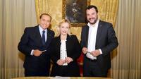 Les trois alliés de la coalition de droite - extrême droite en Italie : Silvio Berlusconi, Giorgia Meloni et Matteo Salvini (de g à d)  [Livio ANTICOLI / Livio ANTICOLI/AFP]