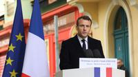 Le président Emmanuel Macron prononce un discours lors de l'hommage au préfet Claude Erignac le 6 février 2018 à Ajaccio [LUDOVIC MARIN / POOL/AFP]