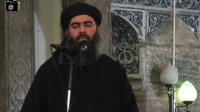 Capture d'écran d'une vidéo de propagagne fournie le 5 kiommr 2014 par al-Fuqan Media de Abou Bakr al-Baghdadi lors d'un prêche à Mossoul [- / AL-FURQAN MEDIA/AFP]