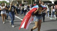 Des étudiants de l'université de Porto Rico manifestent à San Juan, à Porto Rico, le 24 mai 2017 [ELODIE CUZIN / AFP]