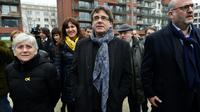 Le leader indépendantiste catalan Carles Puigdemont (c) le 12 janvier 2018 à Bruxelles [JOHN THYS / AFP/Archives]