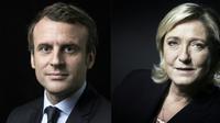 Emmanuel Macron (g) battrait largement Marine Le Pen (d) au second tour de l'élection présidentielle, selon deux sondages réalisés dimanche soir après l'annonce des résultats du 1er tour [Eric FEFERBERG, JOEL SAGET / AFP/Archives]