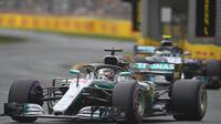 Le Britannique Lewis Hamilton (Mercedes) lors des qualifications pour le GP d'Australie de F1, le 24 mars 2018 à Melbourne [SAEED KHAN / AFP]