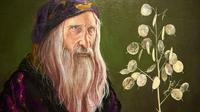 Détail d'une peinture du professeur Dumbledore dans l'exposition "Harry Potter: A History of Magic", à Londres le 18 octobre 2017 [NIKLAS HALLE'N / AFP]