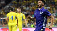 Morgan Sanson a assuré l'égalisation pour Marseille contre le NK Domzale en barrage aller d'Europa League, le 17 août 2017 à Ljubljana [Borut Zivulovic / AFP]