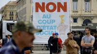 Manifestaton à Marseille le 14 avril 2018 contre la politique du président Emmanuel Macron [Franck PENNANT / AFP]