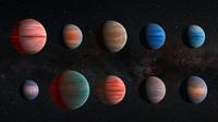 Impression d'artiste des dix exoplanètes chaudes de Jupiter fournie par l'ESA et la NASA, le 9 décembre 2015 [- / ESA/Hubble/AFP/Archives]