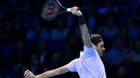 Roger Federer lors de son match victoirieux contre Marin Cilic, le 16 novembre 2017 aux Masters de Londres [Glyn KIRK                           / AFP]