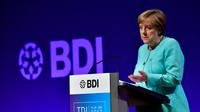 La Chancelière allemande Angela Merkel, los d'un discours devant des industriels, le 20 juin 2017 à Berlin [TOBIAS SCHWARZ / AFP]