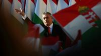 Le Premier ministre hongrois Viktor Orban prononce son dernier discours de campagne à Szekesfehervar, le 6 avril 2018 [FERENC ISZA / AFP]