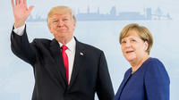 La chancelière Angela Merkel accueille le président Donald Trump à Hambourg, le 6 juillet.