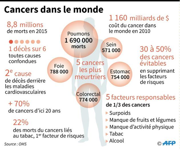 Cancers dans le monde [Simon MALFATTO / AFP]
