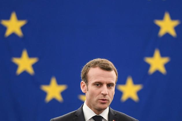 Le président français a prononcé un discours devant le Parlement européen à Strasbourg, mardi. [Frederick FLORIN / AFP]