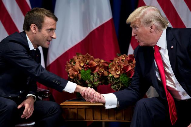 Emmanuel Macron et Donald Trump, lors d'une rencontre à New York, le 18 septembre 2017 [Brendan Smialowski / AFP/Archives]