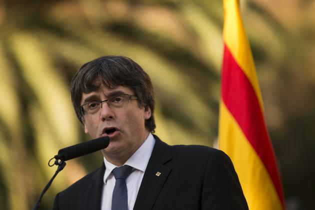 Le président catalan Carles Puigdemont, le 15 octobre 2017 à Barcelone [PAU BARRENA / AFP]
