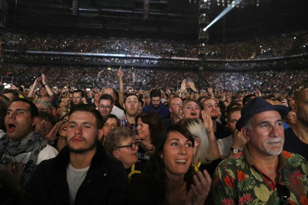 Quelque 40.000 fans ont pris place dans la U Arena de Nanterre applaudir les Rolling Stones, le 19 octobre 2017 [PATRICK KOVARIK / AFP]