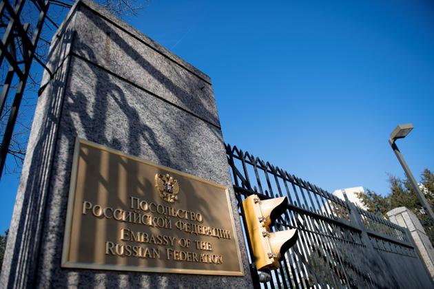 L'ambassade de Russie à Washington, le 26 mars 2018 [JIM WATSON / AFP]