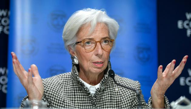 La directrice générale du FMI Christine Lagarde, le 22 janvier 2018 à Davos en Suisse [Fabrice COFFRINI / AFP]
