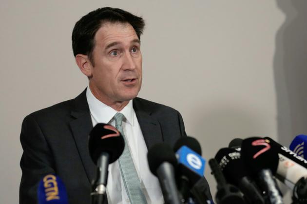 L'entraîneur de l'équipe australienne de cricket Darren Lehmann en conférence de presse, le 27 mars 2018 à Johannesburg [GULSHAN KHAN  / AFP]