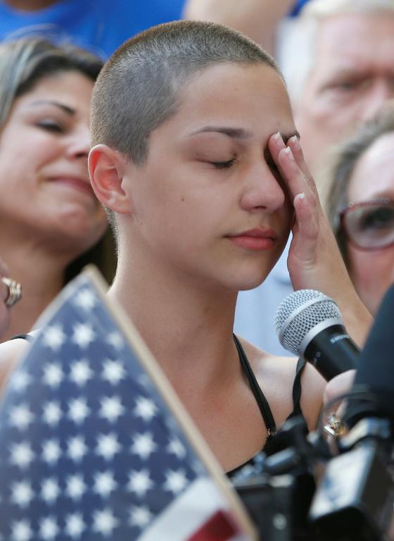 La lycéenne Emma Gonzalez lors de son discours à Fort Lauderdale, en Floride, le 17 février 2018   [RHONA WISE / AFP/Archives]
