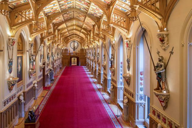 St George's Hall, majestueuse salle de banquets du château de Windsor, le 11 février 2018, où le prince Harry et Meghan Markle donneront une réception après leur mariage   [Dominic Lipinski / POOL/AFP]