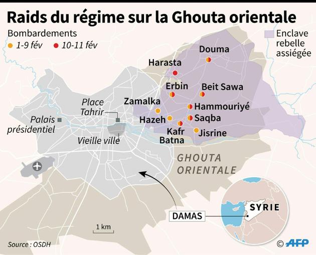 Raids du régime sur la Ghouta orientale [Omar KAMAL / AFP]