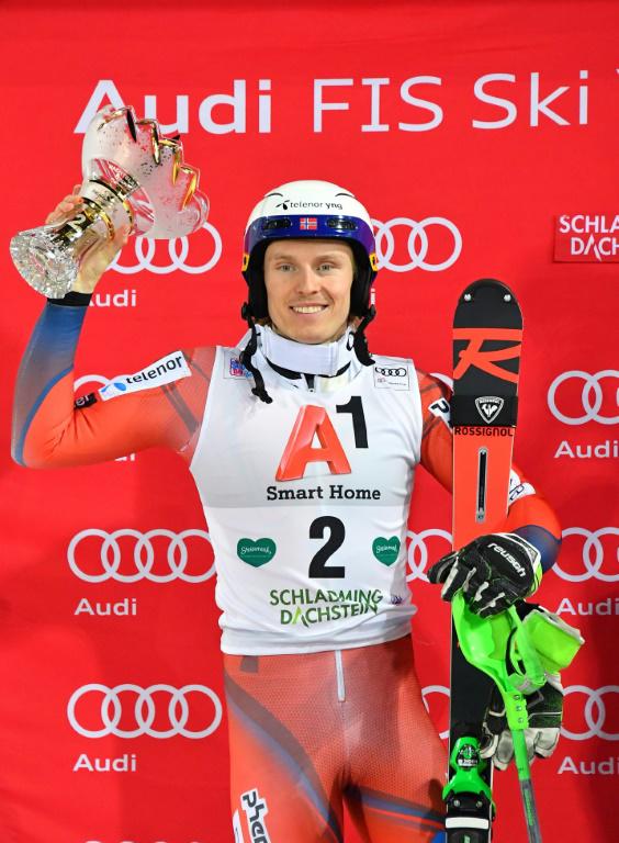 Le Norvégien Kristoffersen 2e du slalom de Schladming en Coupe du monde le 23 janvier 2018 [JOE KLAMAR / AFP]