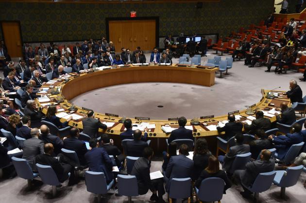 Réunion du Conseil de sécurité de l'ONU, le 14 avril 2018 à New York [HECTOR RETAMAL / AFP]