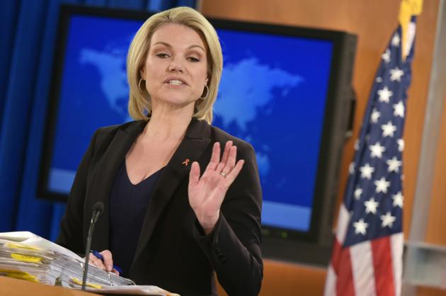 La porte-parole de la diplomatie américaine, Heather Nauert, lors d'un point presse à  Washington le 30 novembre 2017 [Mandel Ngan / AFP/Archives]