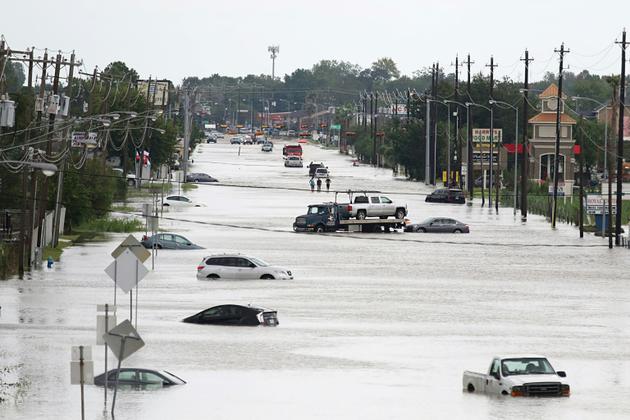 Une rue de Houston, au Texas, inondée après le passage de l'ouragan Harvey, le 30 août 2017 [Thomas B. Shea / AFP/Archives]