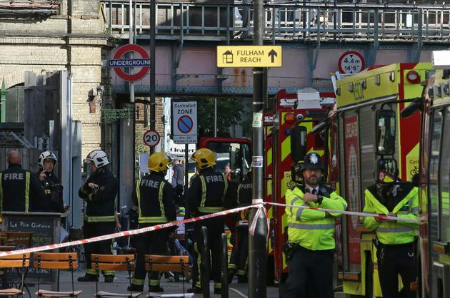 La station de métro Parsons Green à Londres, le jour de l'attentat qui a fait 51 blessés, le 15 septembre 2017 [Daniel LEAL-OLIVAS / AFP/Archives]