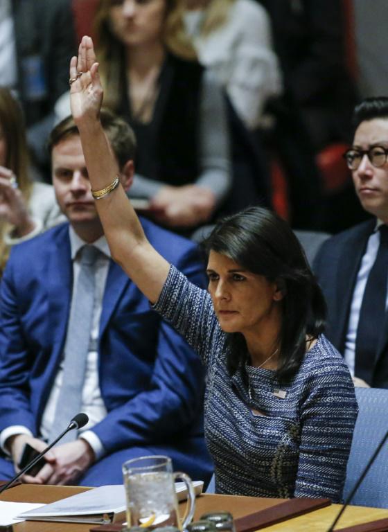 Nikki Haley au Conseil de sécurité de l'ONU le 22 décembre 2017 à New York [KENA BETANCUR / AFP]
