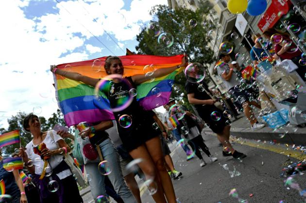 Gay pride à Belgrade, le 17 septembre 2017 [ANDREJ ISAKOVIC / AFP]