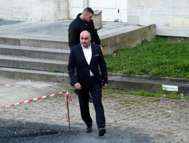 Serge Ayoub fondateur du mouvement d'extrême droite "Troisième voie" arrive au tribunal correctionnel d'Amiens, le 27 mars 2017 [FRANCOIS LO PRESTI / AFP/Archives]