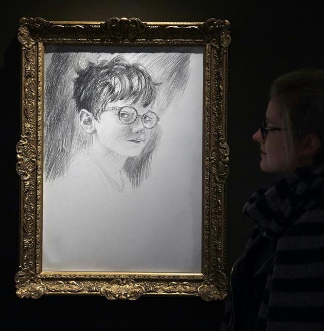 Le portrait du jeune magicien dans l'exposition "Harry Potter: A History of Magic", à Londres le 18 octobre 2017 [NIKLAS HALLE'N / AFP]