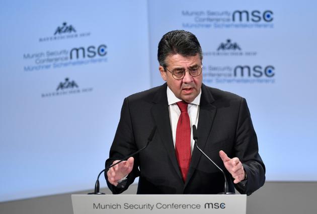 Le ministre allemand des Affaires étrangères Sigmar Gabriel s'exprime devant la Conférence de Munich sur la sécurité, le 17 février 2018  [Thomas KIENZLE / AFP]