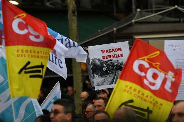 Dans la manifestation contre les réformes du gouvernement à Paris le 22 mars 2018 [ALAIN JOCARD / AFP]