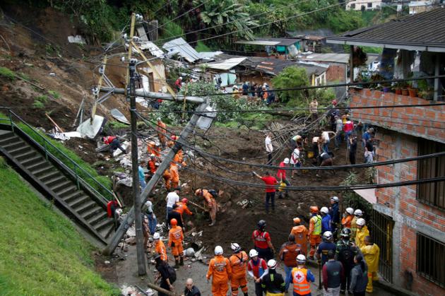 Dégâts après de fortes pluies à Manizales, au centre de la Colombie, le 19 avril 2017 [STRINGER / AFP]