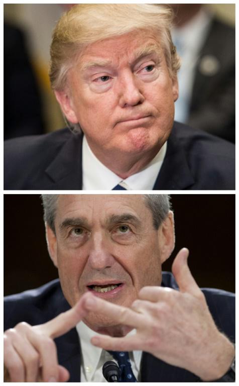 Combinaison des portraits de Donald Trump et de Robert Mueller à Washnington, réalisée le 15 juin 2017 [DESK / AFP/Archives]
