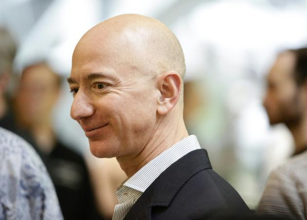 Jeff Bezos, PDG de Amazon visite les nouveaux quartiers généraux de son groupe à Seattle, le 29 janvier 2018 [JASON REDMOND / AFP]