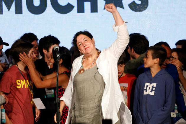 La journaliste Beatriz Sanchez, le 19 novembre 2017 à Santiago du Chili, est arrivé en troisième position à l'issue du 1er tour [Pablo VERA / AFP]