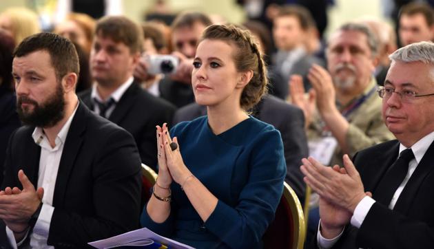 La journaliste proche de l'opposition libérale et candidate à la présidentielle Ksenia Sobtchak, qui espère réunir les Russes mécontents [Vasily MAXIMOV  / AFP]