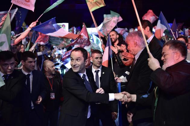 Le candidat socialiste à l'élection présidentielle Benoît Hamon, en meeting au Zénith de Nancy, à Maxéville, le 5 avril 2017 [PHILIPPE LOPEZ / AFP]